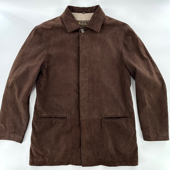 LORO PIANA Brown Fine Suede Leather 100% Cashmere Jacket Coat Intrecciato 48 38 - Picture 6 of 15